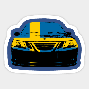 Saab 9-3 2nd generation classic car Swedish flag monoblock Sticker